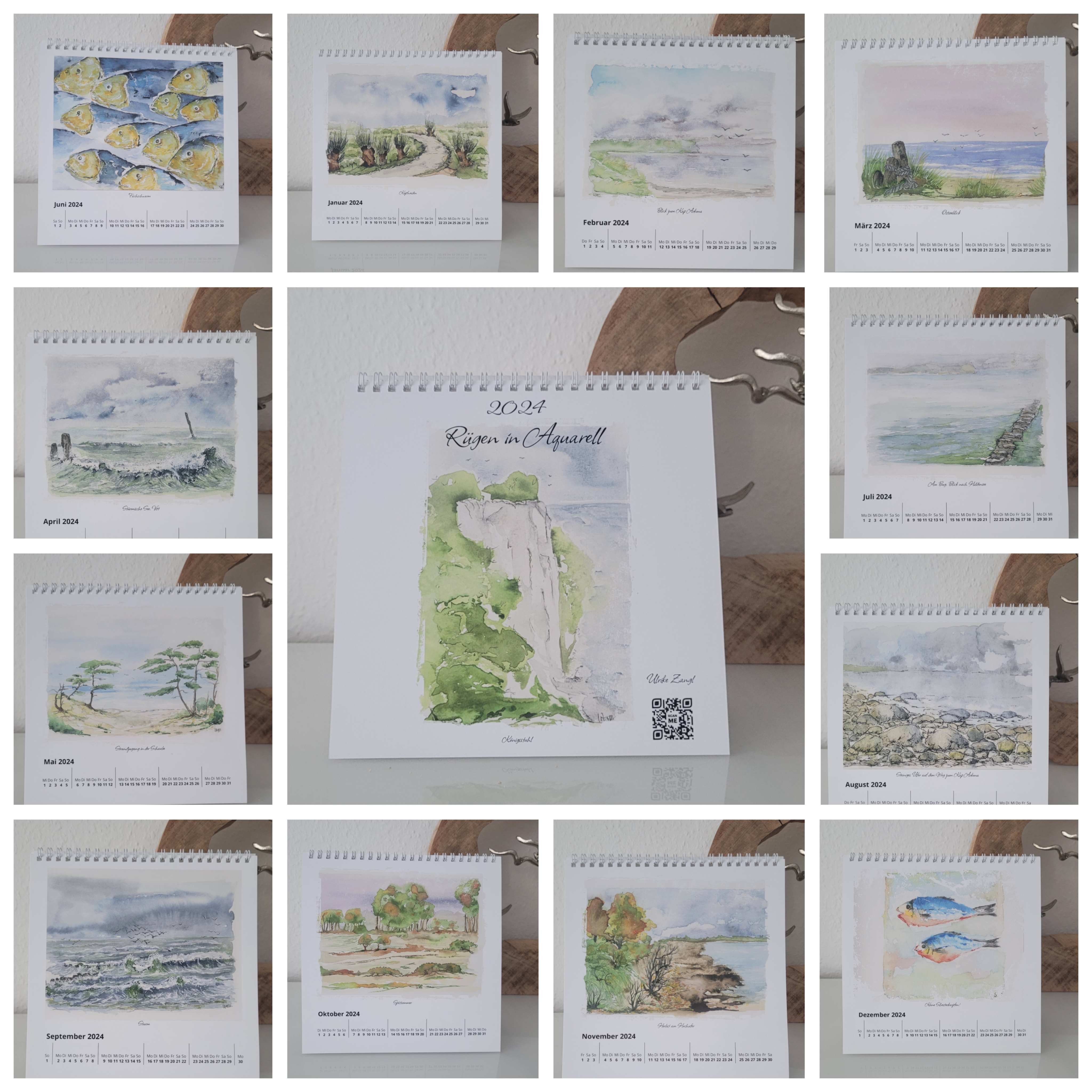 R&uuml;gen in Aquarell - Ein Deckblatt und 12 Kalendermonate mit einzigartigen Motiven der K&uuml;ste R&uuml;gens

